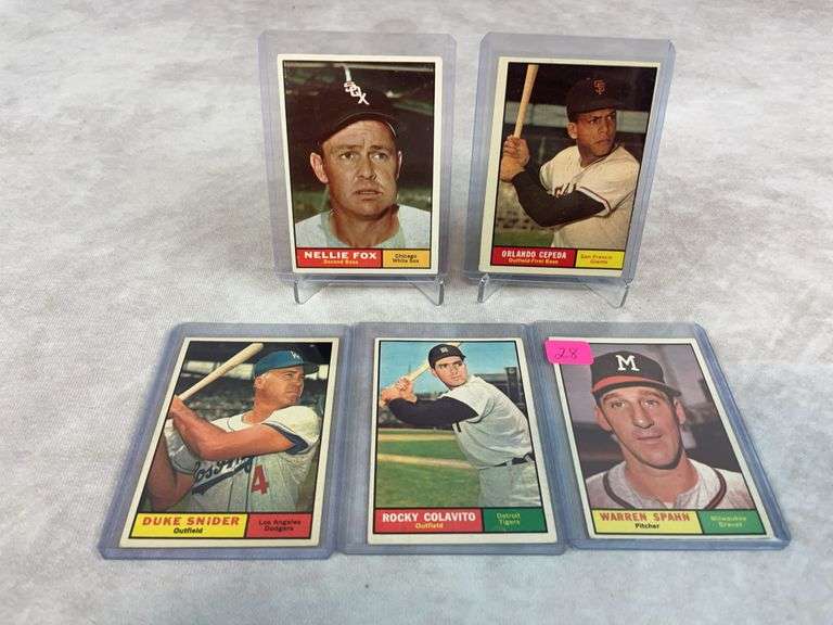1961 Star lot of 5: Spahn, Colavito, Snider, Cepeda, Nelly Fox