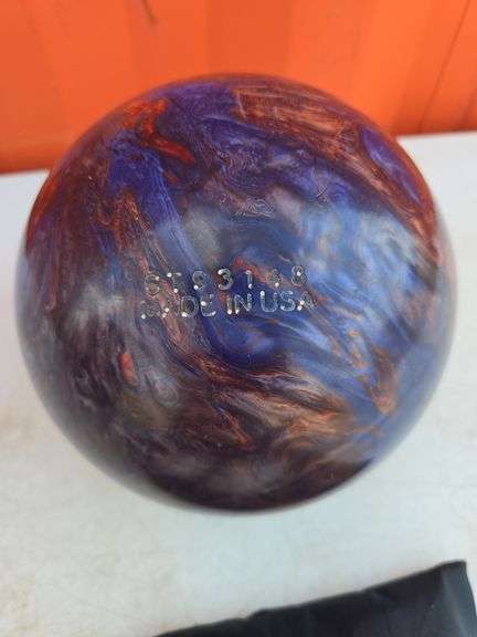BOWLING BALL AND SIZE 9-1/2 BOWLING SHOES