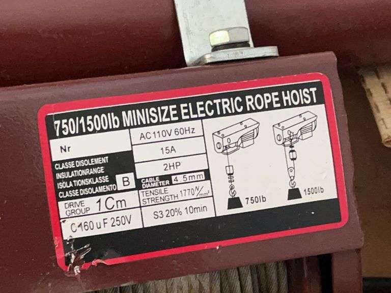 750/1500 Mini Size Electric Rope Hoist