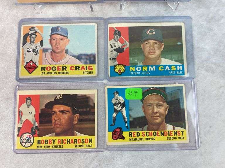 1960 Topps Star lot of 6, no duplicates: Red Schoendient, Richardson, Cash, Bauer