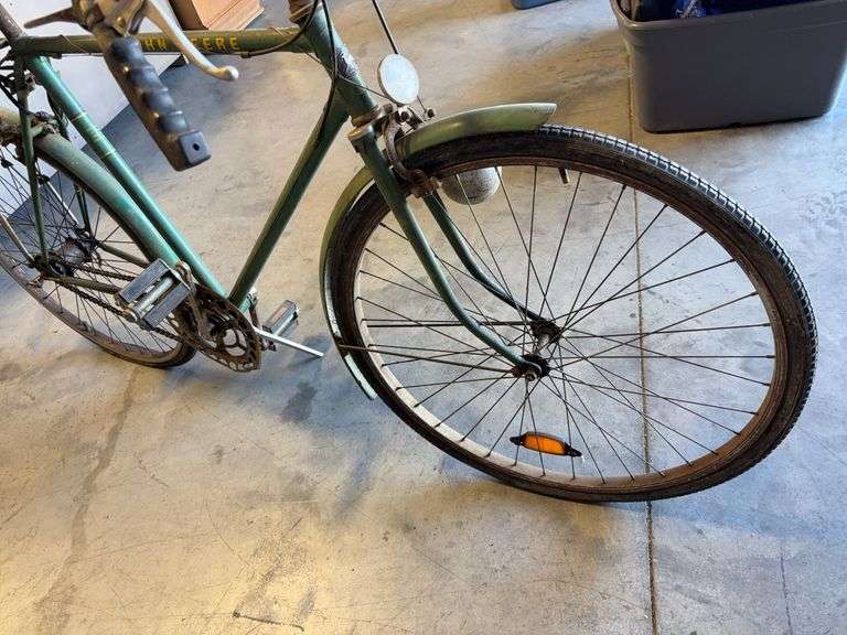 Vintage green John Deere bicycle - as is