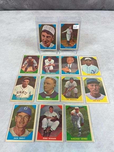 (13) 1960 Fleer Baseball Cards - Ruth, Lajoe & Others