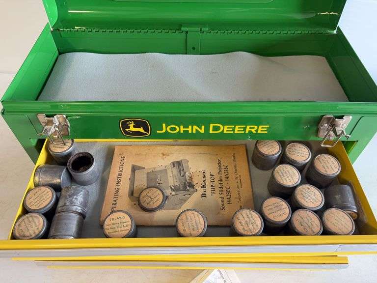 John Deere toolbox with projector film