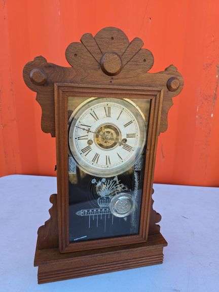WATERBURY EASTON WALNUT MANTLE CLOCK WORKS