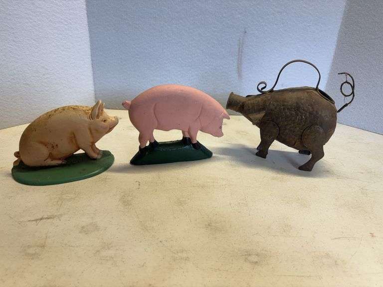 Cast Iron & Copper Pig Ornaments