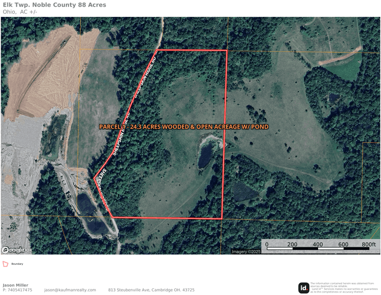Parcel 1: 24.3 +/- acres of wooded and open land. Good hunting and pastureland.