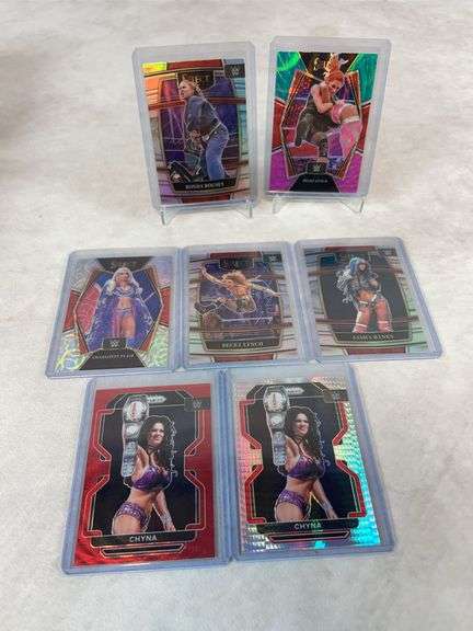 7 Card WWE Womens Wrestlers Lot - All Prizms - Ronda Rousey, Becky Lynch, Chyna +