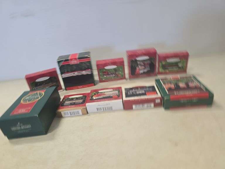 LOT OF 10 HALLMARK TRAIN CHRISTMAS ORNAMENTS