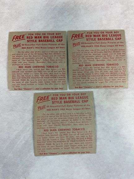 (3) 1955 Red Man Tobacco Cards - Ashburn, Hammer & Simmons