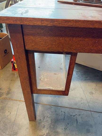 Wooden kneehole desk with chair