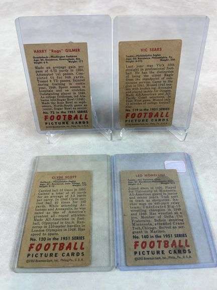 1951 Bowman football: Leo Nomellini, Scott, Sears, Rags Gilmer