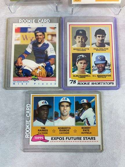 Baseball Rookie lot: Tony Gwynn, Kirby Puckett, Molitor/Trammell, Piazza, Tim Raines