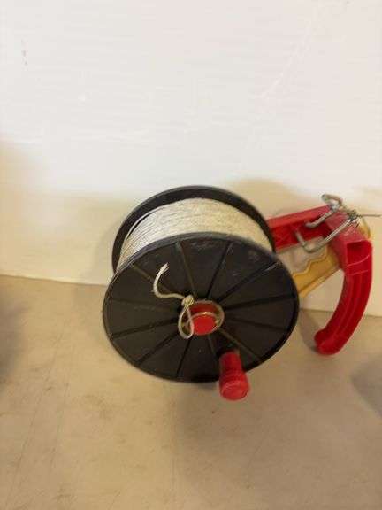 Bucket dolly, (2) life jackets, and string