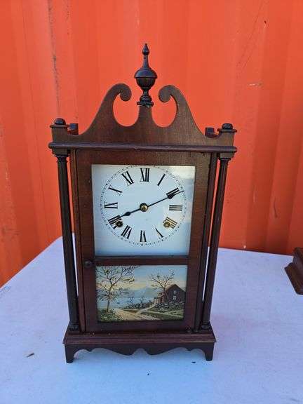 INGRAHAM PILLAR AND SCROLL 8 DAY MANTLE CLOCK WORKS