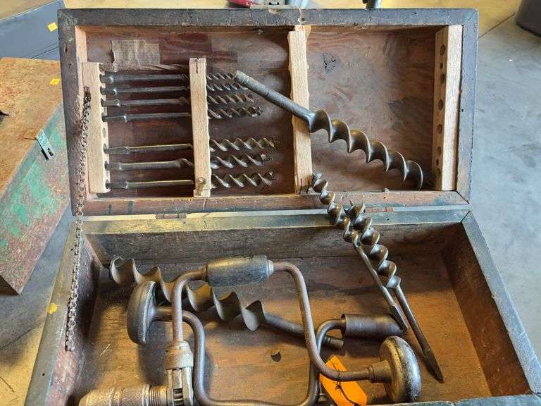 Toolbox with drill bits, electrical tools, and more