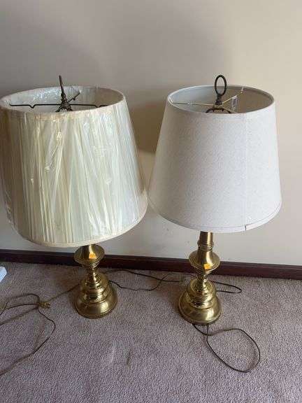 Set of (2) Brass Based Table Lamps