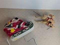 Santa sleigh and (2) reindeer blow mold - works