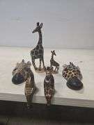 LOT OF WOODEN GIRAFFE AND ZEBRA FIGURINES