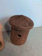 Terracotta pottery lantern and bird house - 10" tall