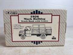 (2) model truck banks - Deere & Company - 1/30 scale & Mack Bulldog - 1/38 scale