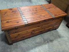 Vintage Acme cedar chest on wheels - 48" long, 21" deep, and 20" tall