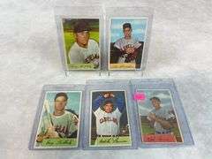 1954 Bowman baseball, Cleveland Indians group: Garcia, Lemon, Mitchel, Strickland