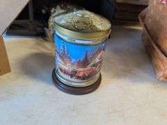 Vintage nativity set, Crayola chalk and crayons, purse, and baskets