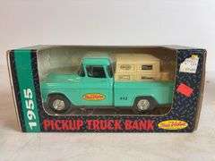 (2) True Value model truck banks - 1/25 and 1/34 scale, dirty