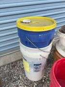 Assortment of buckets, planters and shepherds hook