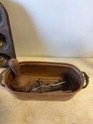 Vintage items - ladles, levels, utensils, strainers, and more