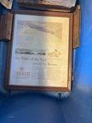 Tote of vintage items - plate, signs/pictures, and more