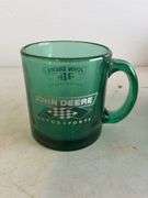 (4) John Deere green glass mugs