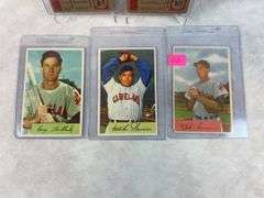 1954 Bowman baseball, Cleveland Indians group: Garcia, Lemon, Mitchel, Strickland