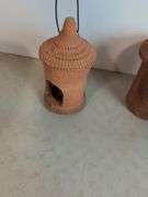 Terracotta pottery lantern and bird house - 10" tall