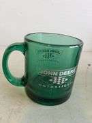 (4) John Deere green glass mugs