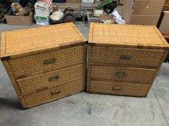 (2) matching wicker chest of drawers