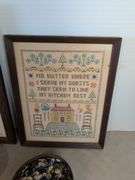 Buttons, Charlie Brown Christmas Tree, and (2) stitched signs