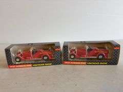 (2) 1937 John Deere firetruck banks - 1/30 scale, dirty boxes