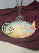 EDGED GLASS CRYSTAL VASE AND BUTTERFLY DISH