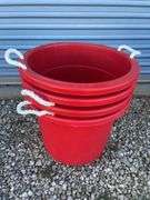 (4) red plastic tubs