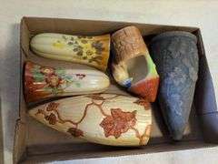 Roseville pottery piece with crack, other pottery, and decor