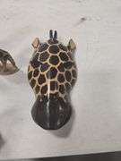 LOT OF WOODEN GIRAFFE AND ZEBRA FIGURINES