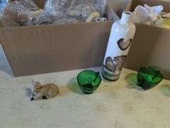 (2) boxes of miscellaneous glassware and decor
