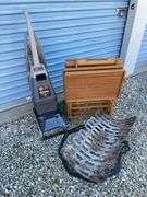TV trays, Hoover Steam Vac and fireplace rack