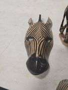 LOT OF WOODEN GIRAFFE AND ZEBRA FIGURINES