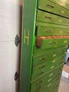 Green organizational stand - 32" wide, 8" deep, and 84" tall