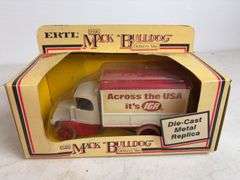(3) Ertl diecast model car coin banks - '48 Chevy, '18 Ford, and '26 Mack "Bulldog" - (2) 1/25 scale
