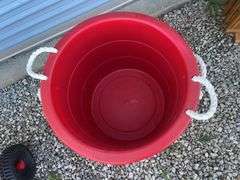 (4) red plastic tubs