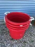 (4) red plastic tubs