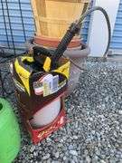 Assortment of Planters, sprayer, bird house, decorative stand and watering can